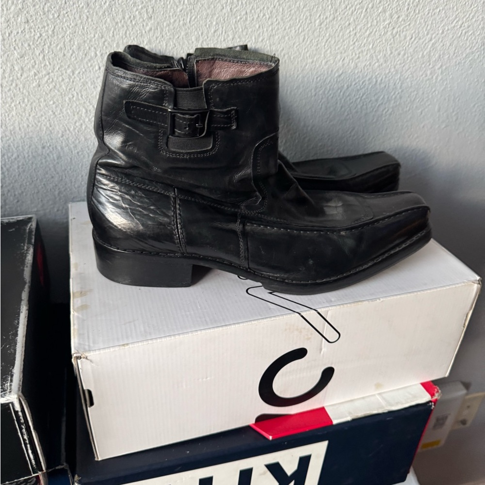 Men's Black Leather Ankle Boots